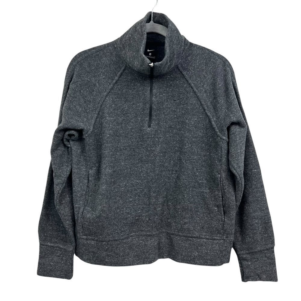 Nike Womens Therma Fit Training Sweatshirt Quarter Zip Pullover Pockets Gray S*